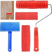 Mardatt Wood Graining Painting Tool Set MS16 MS21 Rubber Empaistic Grain Pattern Roller Painter with Handle, Art Wallpaper Imitation Wood Texture Graining Tool for DIY Wall Room Decoration