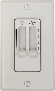 White 4 Speed Ceiling Fan Wall Control with LED Dimmer Light Switch | Wall Face