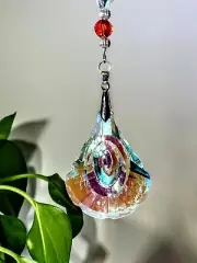 Crystal prism 63mmAB suncatcher blue, red, ab crystals with silver clasp