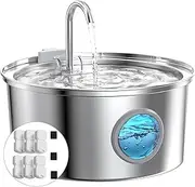 Cat Fountain Stainless Steel Drinking Fountain for Cats: Cat Fountain for Cats - 3.2 L Ultra Quiet Water Fountain for Cats - Cat Drinking Fountain for Dogs - with 6 Carbon Filters + 3 Sponges