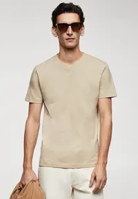 在飛比找ZALORA購物網優惠-Basic Cotton V-Neck T-Shirt