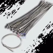 24" Stainless Steel Exhaust Wrap UL Approved Locking Cable Zip Ties Metal 40 Pc