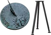 MEDIEVAL CRAFT Daybreak Sundial Cast Iron Verdigris Finish with Stand