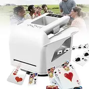2-in-1 Automatic Card Shuffler & Dealer, 4000mA Rechargeable 360° Rotating Card Dealer with OLED Display,Touch Control, Dealing Distance & Speed Adjustable, Casino Playing Card Table Accessories