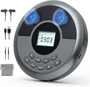 Rechargeable Walkman CD Player, Portable CD Player with Speakers and Headphones, Bluetooth Transmitting, Anti-Skip Protection, Data Cable, CD Music Player for Car and Personal Use
