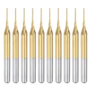 10pcs 0.6mm Titanium Coat Carbide End Mill Engraving CNC Router Bits 1/8" Shank