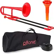 pBone PInstruments Jiggs Plastic Mini Trombone, Red