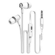 2Pcs JM21 In-ear 3.5mm Plug Bass Wired Control Earphone With Mic for Xiaomi Samsung iPhone WHITE COLOR