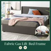 Zinus Bed Frame Queen Double Size Fabric Gas Lift Dark Grey Storage Base