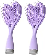NULYLU 2pcs Wet Shower Hair Brush with Mirror Curved Vented Detangler Comb for Thick Curly Long Hair Portable Volumizing Tool for Drying and Scalp Massage