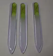 Glass Nail File By Gifts In Bloom, 3 Pieces, 5.5" Long, Clear & Green, Brand New