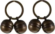 2 Pack Vintage Copper Dog Collar Bells Key Bells for Pet Accessories Home Decor Loud Sound for Boys and Girls and Family