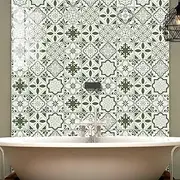 50pcs Tile Sticker Peel and Stick, Stick On Backsplash Tiles for Kitchen Wall Tile Stickers Wallpaper Bathroom Decals Self Adhesive Vinyl Shower Walls Waterproof Oil Proof, Green American Classic