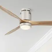 52" Modern Hugger Ceiling Fan with Light LED Remote Brushed Nickel Living Room