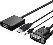 VGA to HDMI Adapter with Audio,1080P VGA to HDMI Adapter Male to Female Cable for Computer, Desktop, Laptop, PC, Monitor, HDTV (PC VGA Source Output to TV/Monitor with HDMI Connector)