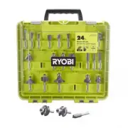 RYOBI 24 Pcs Router Bit Set Carbide Tipped For Fine Finish 1/4" Shank Compatible
