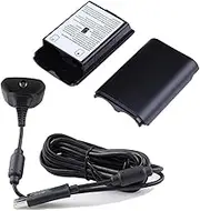 ArRord Wireless Controller Charge Cable and Replacement Battery Cover Kit Pack Set for Xbox 360
