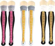 [UILYNIU] 3 Pairs Chicken Leg Socks Crazy Funny 3D Cartoon Animal Socks Novelty Cartoon Pattern Fun Chicken Feet Socks Cosplay Knee-length