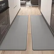 Color&Geometry Kitchen Rugs, Kitchen Rug Set 2 Piece Kitchen Runner Rug Kitchen Floor Mat, Cushioned Anti Fatigue Kitchen Mat Non Skid Waterproof Comfort Standing Kitchen Rug, 17"x59"+17"x59", Grey