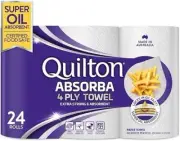 Quilton Absorba Paper Towel Rolls, Pack of 24 Ultra Absorbent Rolls 4PLY