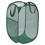 Mesh Laundry Hamper, Collapsible Laundry Baskets Bag, Dark Green