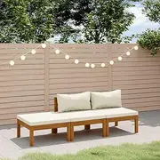 Patio Furniture Sets 3 Piece Garden Lounge Set with Cream Cushion Solid Acacia Wood