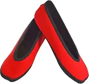 Nufoot Ballet Flats Women's Slippers, Travel Slippers, Yoga Socks, Indoor Shoes, Red, X-Large