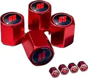 TACTILIAN Red Tire Valve Stem Caps for Dodge Tire Valve 4 Pack | Leakproof Aluminum Tire Valve Caps with Rubber O-Ring Compatible with Dodge Valve Stem Caps for Challenger, Charger, Ram, Durango