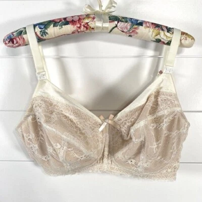 Panache Womens Sophie Nursing Bra 30F NWT Linen Lace Wireless Adjustable Straps