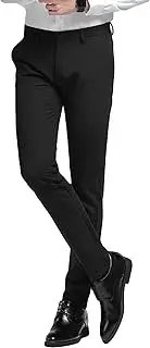 [Maiyifu-GJ] Men's Stylish Slim Stretch Pant Solid Classic Skinny Fit Comfort Suit Pant Lightweight Comfort Business Trousers