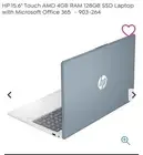 HP 15.6" Notebook/Laptop PC AMD Athlon 712OU 4GB 128GB SSD WiFi w/Microsoft Off.