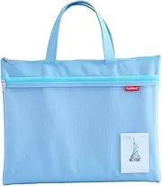 [Yiyuanhe] Zip File Pouch,A4 Document Bag, Zippered Handbag, Books Carry Bag Waterproof Double Zippers Pockets for Office Travel (Blue)