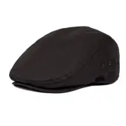 Men Ivy Cap Cotton Twill Newsboy Flat Hat (Black, 7 5/8)
