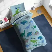 Dino Roar Comforter Set - 5 Piece Kids Bedding Includes Twin Blue - Dino Roar