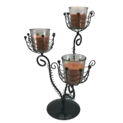 Halloween Metal Black Spider Web Candelabra Candle Holder with Scented Candles