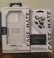 Case-Mate Tough Clear Case For iPhone 15 Pro & Aluminum Ring HD Lens Protector