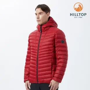 【Hilltop 山頂鳥】Easy Pack Lightweight 男款超潑水連帽蓄熱羽絨外套 PF22XM10 紅