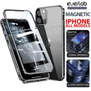 iPhone 13 12 Pro Max Case 360° Magnetic Metal Tempered Glass Cover Full Coverage