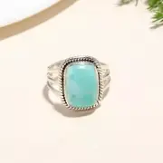 Solid 925 Sterling Silver Larimar Ring Blue Gemstone Unique Statement Jewelry