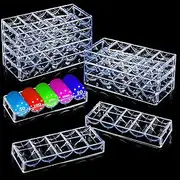 Pumtus 10 Pack Poker Chip Tray Racks, Clear Thick Plastic Casino Chip Case, Each Holds 100 Chips, Standard Size Chips Holder, Sturdy Clay Chip Boxes for Poker Club, Gambling, Blackjack