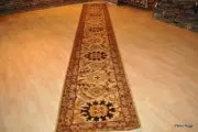FINE QUALITY handmade 3' x 17' hall runner oriental Tea washed beige brown rug