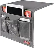 Zafit Bedside Storage Organizer, Table Cabinet Bedside Organizer Caddy for Remotes Phone Glasses (Classic 4 Pockets-Grey)