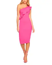 Susana Monaco One Shoulder Ruffle Trim Dress