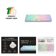 Crystal Opal Basecamp 65% Mechanical USB Wired Gaming Keyboard, White Flame S...