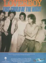 LOVERBOY "THIS COULD BE THE NIGHT" SHEET MUSIC-EXTREMELY RARE-BRAND NEW ON SALE
