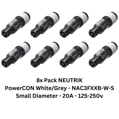 8x Pack NEUTRIK PowerCON NAC3FXXB-W-S Output 3 Conductor 6-12mm NAC3FCB Grey