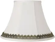 White Large Bell Lamp Shade with Gold Lace Trim 9" Top x 18" Bottom x 13" High