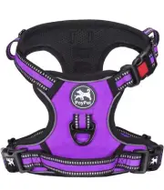 PoyPet Reflective No Pull Dog Walking Harness Vest w/Neck Release, Small, Purple