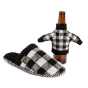 MUK LUKS Men's Rib Knit Scuff Slipper w/ Matching Bottle Sweater 8-9