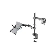 Goobay Monitor Mount Workstation Single Pole for 17-32 Inch Screens - Black Heavy Duty VESA Stand with Full Motion Tilt and Swivel for Efficient Workspace Setup